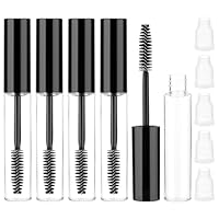 5 Stück Leere Mascara Tube 10ml Nachfüllbare Mascara Flasche mit Wimpernbürste Transparente Kunststoff Behälterflasche Röhre mit Innenstopfen zur Vermeidung von Auslaufen (Schwarz)