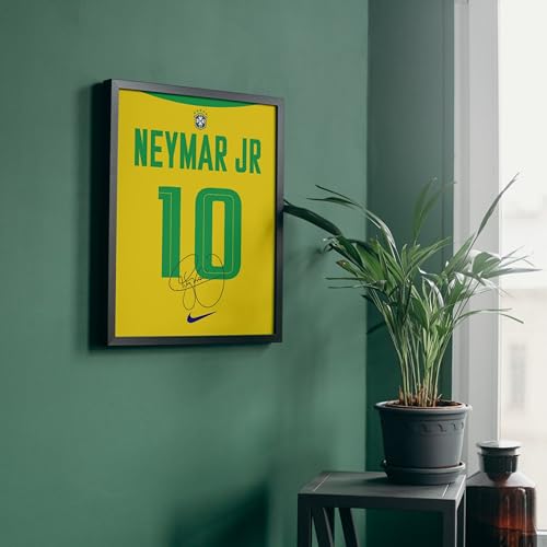 Image of Posternet Neymar-Inspired Football Jersey Poster Frame | Yellow No.10 Sports Wall Art | Premium Framed Football Fan Decor for Bedroom, Living Room, Gaming Room & Office | 8.3 x 11.7 Inch