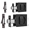 Dontay 2 Pack Pocket Door Privacy Lock, Flush Handles, 2-3/8" Backset, (Bed/Bath) Latch, Recessed Knob, Hardware for 1 3/8” to 2 3/16” Thickness Door (Including Edge Pull, Matte Black, Square)