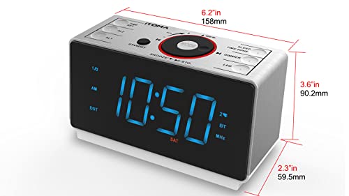 Alarm Clock Radio With Bluetooth Speaker, Digital Fm Radio, Dual Alarm With Snooze, Dimmer Control, Usb Charging Output And Night Light Itoma Cks708 #TOP6