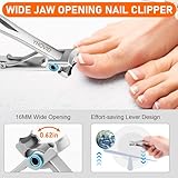 Toe Nail Clippers for Men, Toenail Clippers for Thick Nails for Seniors, German Ultra Sharp Stainless Steel Fingernail Clipper with Catcher, Heavy Duty Ingrown Nail Cutter Long Handle with Wide Jaw