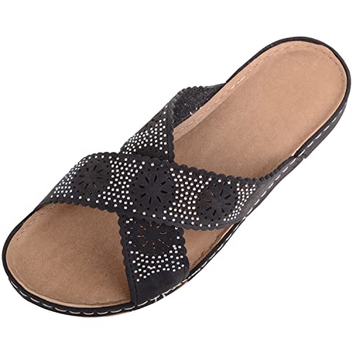 Mules à enfiler avec strass confortables pour soulager les pieds fatigués