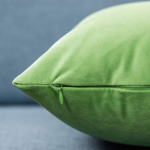 Image of JUSPURBET 18x18 Decorative Velvet Throw Pillow Covers Set of 2,Apple Green | Modern Soft Cushion Covers Cases with Hidden Zipper for Couch Sofa Bed Living Room Bedroom Home Decor