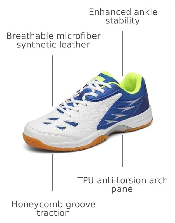 AOLEXWU Pickleball Shoes for Men & Women - Arch Support Tennis & Badminton Sneakers - Lightweight Non-Slip Indoor/Outdoor Court Shoes - Breathable Training Footwear Blue by AOLEXWU - Used condition - Image 3