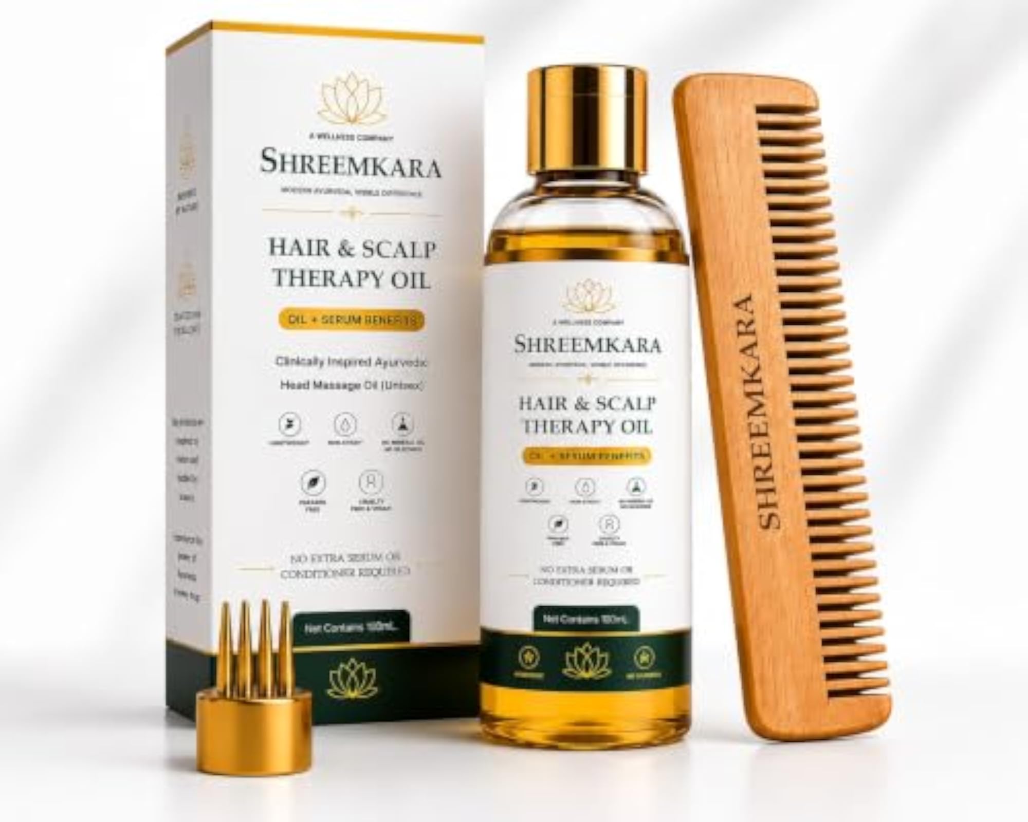 Hair & Scalp Therapy Oil with Neem Wood Comb, 100ml