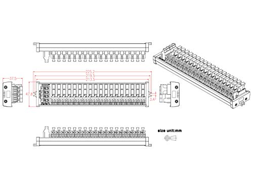Module de distribution de fusibles CC avec 18 positions de haute précision à vis