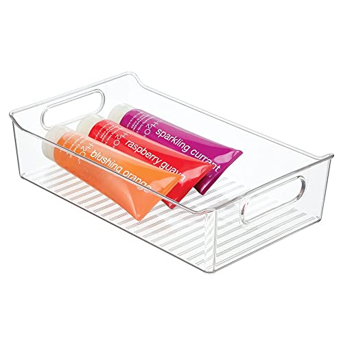 mDesign Cosmetic Organiser Tray – Plastic Storage Box for Health and Beauty Products – Ideal Storage Tray for the Bathroom – Clear