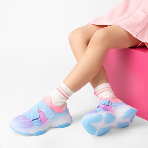 DREAM PAIRS Kids Sneakers Girls Slip-On Shoes Z-Strap Colorful Jelly Sole Walking Shoes2