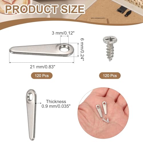 Image of uxcell 120pcs Picture Frame Backing Clips, 0.83 inch Photo Frame Turn Buttons Fasteners Hardware Corner Clip with 120pcs Screw for Hanging Pictures Craft Drawings, Pointer Shaped Silver