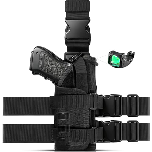 ZZY Universal Drop Leg Holster fits Optic/Light/Laser, Adjustable Thigh Pistol Holster for Glock 1911 Sig S&W