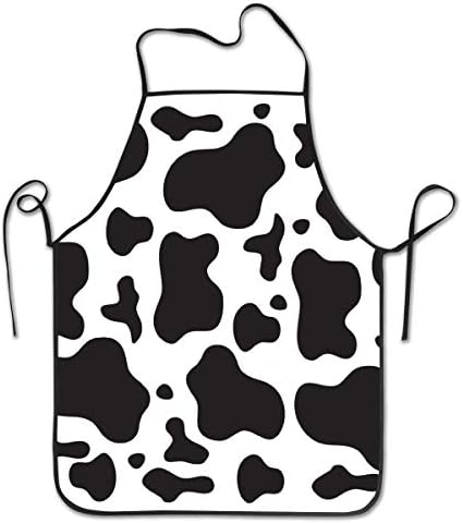 DZGlobal Cute Women Girls Cooking Kitchen Apron Black White Cow Print Bib Apron Gift