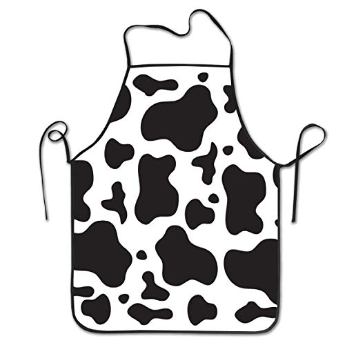 Dzglobal Cute Women Girls Cooking Kitchen Apron Black White Cow Print Bib Apron Gift #TOP26