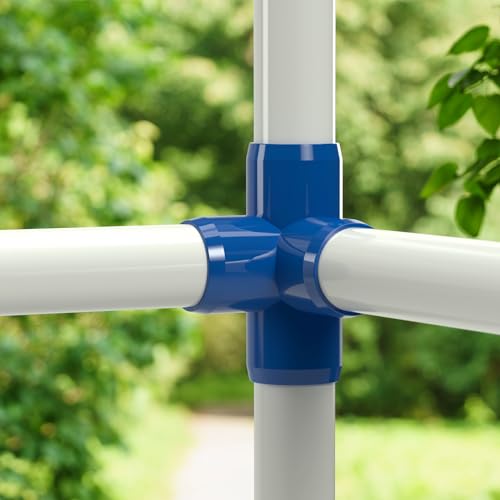 FORMUFIT 1/2" 4-Way PVC Tee Furniture Grade Fitting in Blue, 0.84" Actual ID, (Pack of 10), Made in USA, UV-Resistant, Impact-Proof, Quickly Construct Tiered Structures with PVC Pipe - F0124WT-BL-10 - Thumbnail 2
