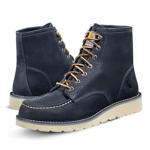 Image of Carhartt 6 inch Moc Toe Work Boots for Men - Soft Toe, Slip Resistant Wedge Outsole, Steel Shank, EVA Cushion Insole