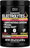 Electrolyte Powder Recovery Drink + Energy (90 Servings | Pink Lemonade) w Real Salt +BCAAs Sugar...