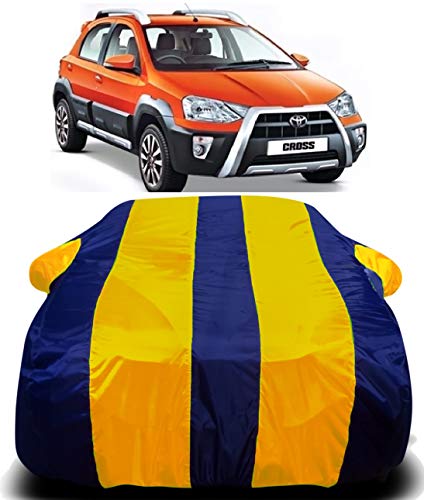 Image of Waterproof Car Cover with Ultra Surface Body Protection (Yellow Stripes) (Toyota Etios Cross)