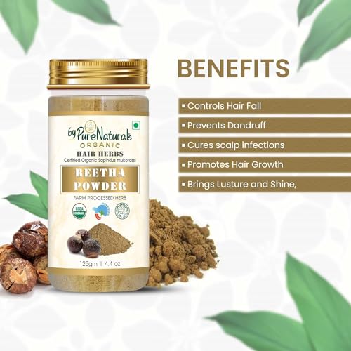 Image of byPureNaturals Aequo Organic 100% Natural Reetha Powder (Soapnut) 125gm