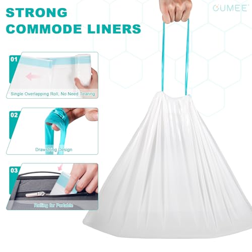 120 Disposable Commode Liners for Bedside Commode, Beside Commode Liners, Portable Potty Liners for Adults, Toilet Liners Portable Commode Bags for Commode Chair (Blue - 120 Liners) by OUMEE - Image 5