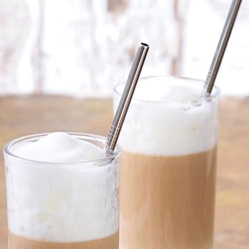 Foto von GRÄWE Strohhalme, 12er Set, silberne Trinkhalme aus Edelstahl, spülmaschinengeeignet, wiederverwendbar Metall Strohhalm,