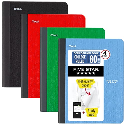 Cahiers 80 feuilles Five Star avec reliure cousue durable et papier ligné de haute qualité