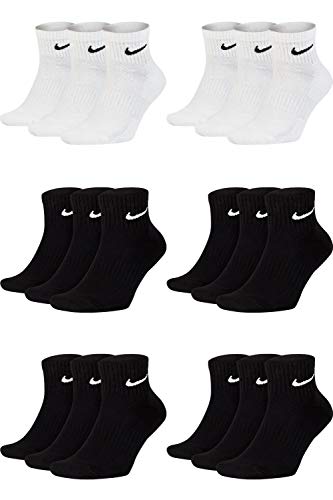 Nike SX7667 - 18 paia di calzini corti da uomo e donna, altezza alla caviglia, colore bianco e nero, sportivi, misura 34, 36, 38, 40, 42, 44, 46, 48, 50