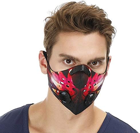 NHForest Dust Mask | Mouth Mask Respirator with 4 Carbon Filters with 4 Exhalation Valves for Pollution Pollen Allergy Woodworking Mowing Running | Washable and Reusable Neoprene Mask for Outdoor