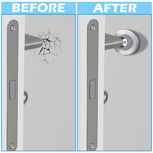 Concave Wall Door Bumper Stop Silver Stainless Steel Wall Door Bumper With 1-1/8 Inch Gray Round Rubber Bumper Wall Protector Door Stops (30 Pieces) #TOP3