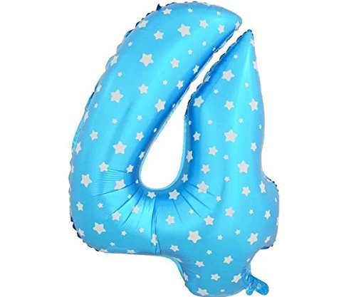 Image of AMFIN 17 inch 4 Number Foil Balloon, Birthday Decoration Items [Helium Supported] - Blue