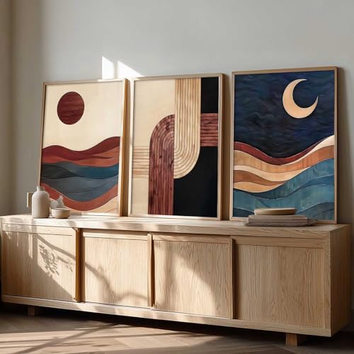 Image of kotart Boho Art Home Decoration Painting | Paintings With Frame For Living Room Bed Room Hotel Wall Decor Digital Reprint Set of 3 (10X13 inch)
