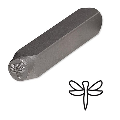 Steel Design Stamp Punch Tool to Embellish Metal, Plastic, Jewelry Blanks, Clay+ (Dragonfly 6x5mm)