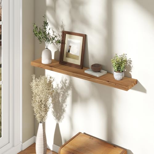 Image of Fun Memories 48 inch Wall Mounted Floating Shelves, Natural Elm Wood, 1 Pack