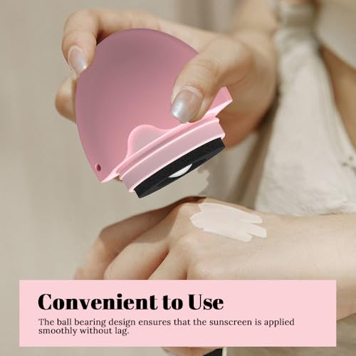 Sunscreen Applicator, Portable Refillable Applicator Roll on Sponge Suncream & Lotion Applicator for Women, Adult, Kid, Family Travel, Silicone Washable (Khaki)