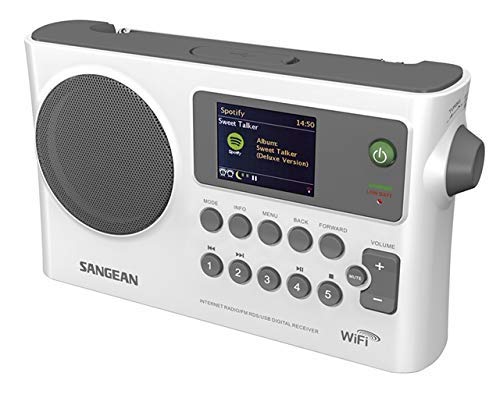 Sangean WFR-28 Internet Radio/FM-RBDS/USB/Network Music Player Digital Receiver with Color Display Gray/White (Renewed)