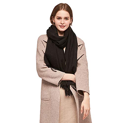 LaniLani 100% Pure Cashmere Scarf 78 x 16 Long Luxurious Winter Gift For Women and Men (Black)
