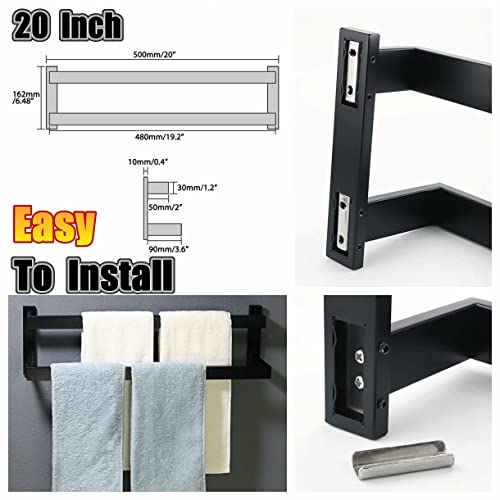 Alise Bath Double Towel Bars,Black Towel Holder Towel Racks For Bathroom Lavatory,Wall Mount Towel Hanger Sus304 Stainless Steel Towel Rail,Goy2500-B Matte Black 20 Inch #TOP5