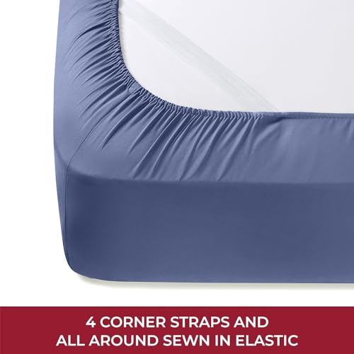Image of Mellanni RV Short Queen Sheets - 4 PC Iconic Collection Bedding | Hotel Luxury, Extra Soft, Cooling Bed Sheets - Deep Pocket up to 10 inch (RV /Short Queen, Blue Nova)