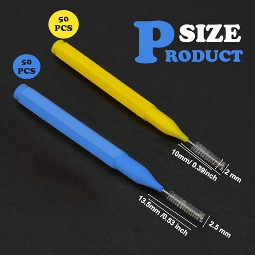 Image of Patelai 100 Pieces Braces Dental Brush for Cleaner Interdental Toothpick Dental Tooth Flossing Head Oral Hygiene Flosser Toothpick Cleaners Tooth Tool(Blue, Yellow,Multiple Sizes)