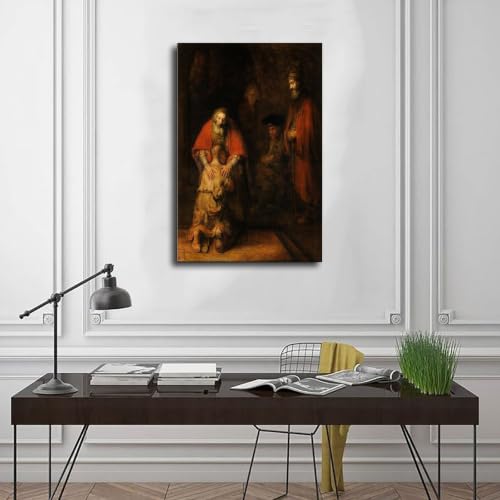 Toile Rembrandt Le Retour du fils prodigue pour déco salon et bureau élégant