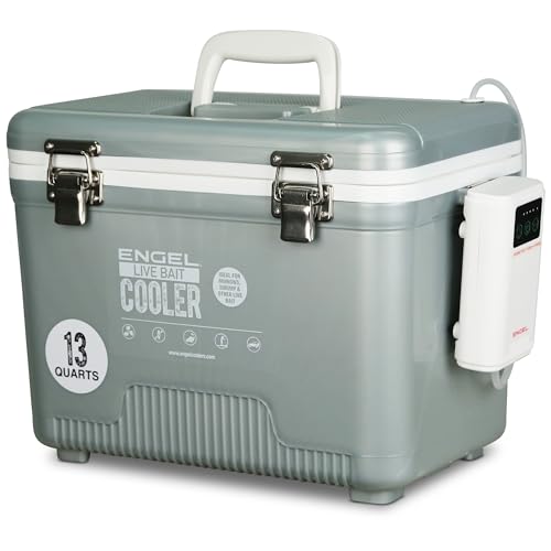 Image of ENGEL Live Bait Cooler PRO for Fishing - Portable Minnow and Bait Bucket with Lithium-Ion Rechargeable Aerator