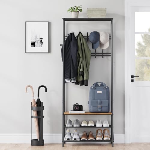 Jojoka 25" Coat Rack, Hall Tree with Shoe Bench and