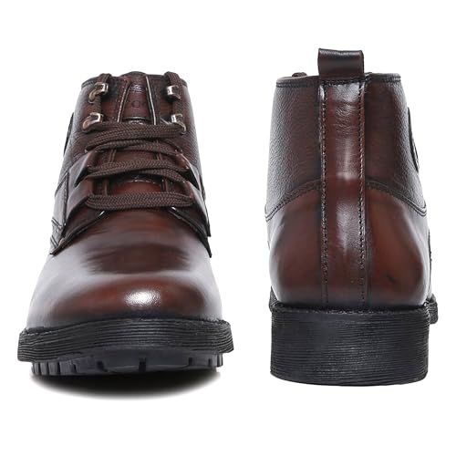 Image of Zoom Shoes ZA-4701 Men's Genuine Leather High Ankle Boots | Stylish Lace-Up Design | Cushioned Insole for Comfort | Durable & Trendy for Everyday Wear