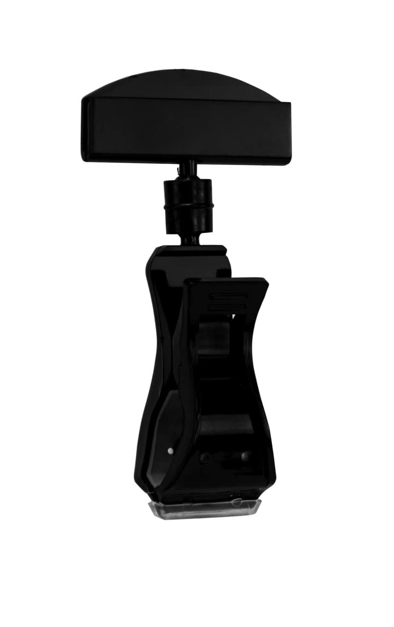 THE GLOBAL DISPLAY SOLUTION POP Clip on Sign Holder | 1" Grip Capacity Clip | Plastic Spring | 25 Pack | 4" Stem | Black