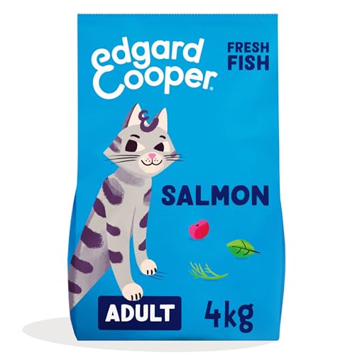 Edgard & Cooper Crocchette Gatti, (Salmone Fresco, 4kg), croccantini gatto sterilizzati o attivo, carne fresca e ingredienti naturali, senza cereali, senza zuccheri aggiunti