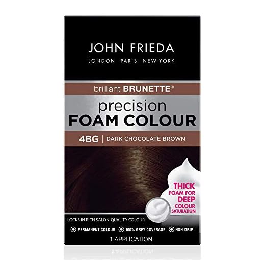 John Frieda Precision Foam Color, Dark Chocolate Brown 4BG, Full-coverage Hair Color Kit, with Thick Foam for Deep Color Saturation