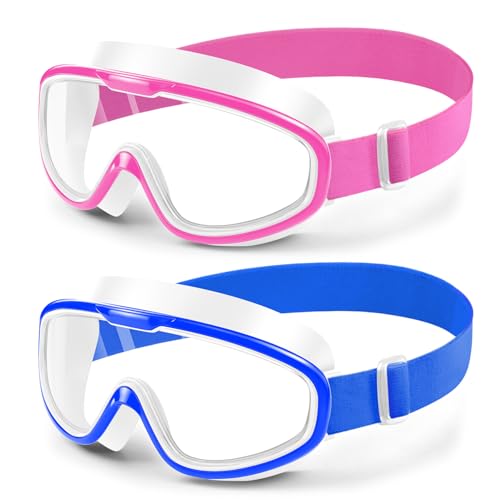 sliwo Swim Goggles 2 Pack, Wide View Anti Fog&UV Comfort Fabric Strap No Leaking Swimming Goggles for Adult Men Women Youth