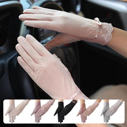 OTKARXUS Gants d'été pour femmes, protection solaire, 1 paire de gants de conduite en dentelle en soie glacée antidérapants, gants intégraux tactiles avec protection solaire pour l'équitation, le – vue 7