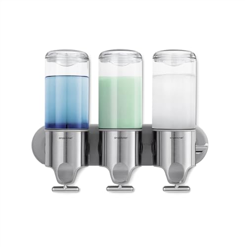 simplehuman Wall Mount Pumps, Triple 15 fl. oz. Shampoo &