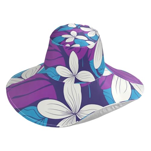Flowers Blue Purple Leaves Foldable Hats for Women Sun Protection for Sun Fashion Sun Hats uv Protection Women Golf Gorro para el sol