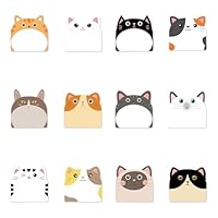 Cat Post It Notes, 12 Pack Self-Stick Cute Sticky Notes, Kawaii Cartoon Cat Shape Design Cute Stationary Post It Notes Pack for School Office Home Party Bags Fillers 5.9x5.6cm, 30 Sheets per Pad