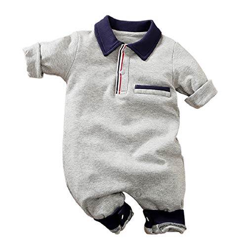 IURNXB Bebé Niño Niña Mangas Largas de Algodón Sencillas y Cómodas Mono Estilo Deportivo 0-24 Meses